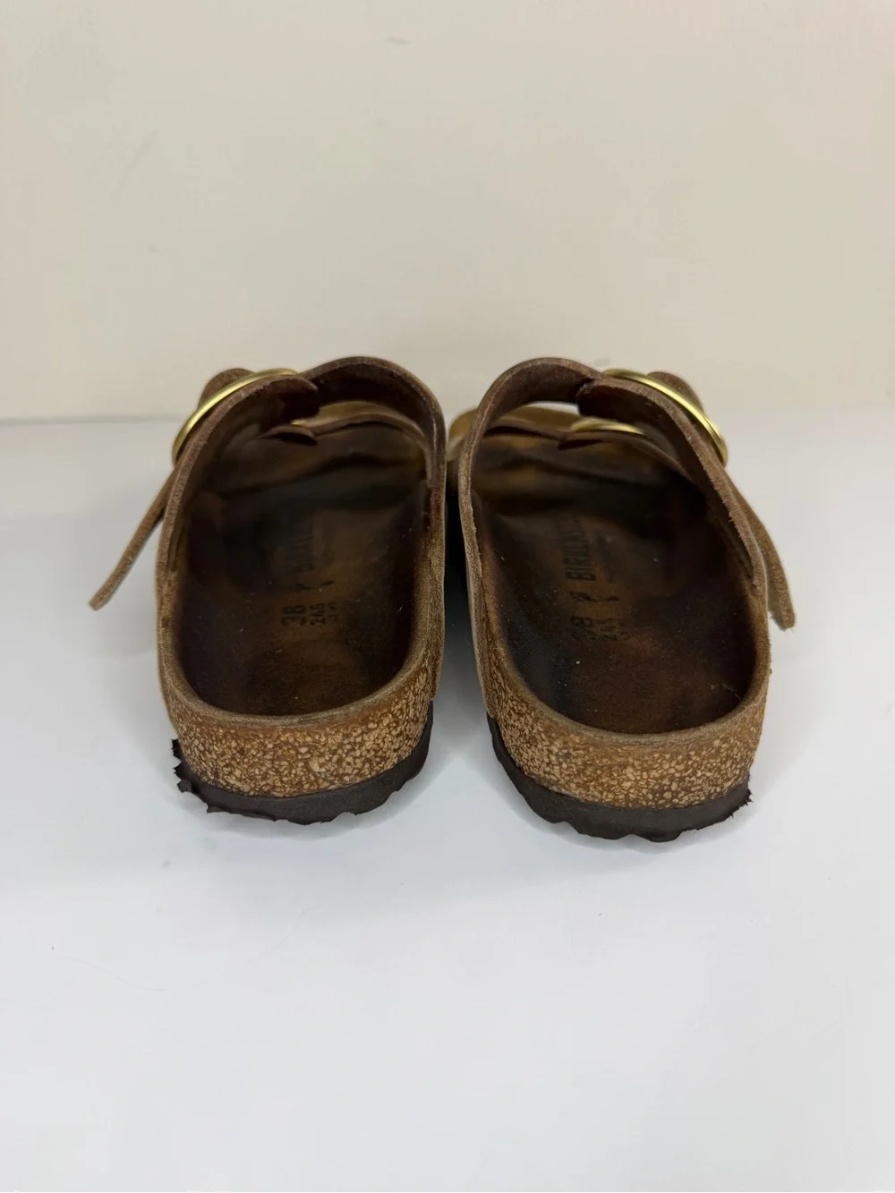 Birkenstock Sandals Slides Women Size 38 US 7 Double Strap Tan Buckle Germany - Picture 7 of 16